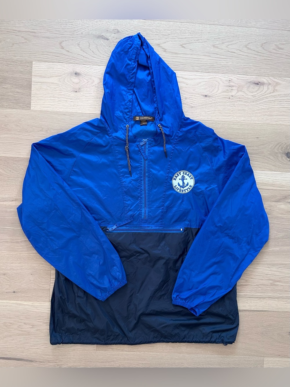 East Coast Lifestyle Embroidered 1/2 Zip Hooded Windbreaker Jacket